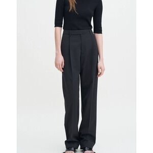 NWT Filippa K Julie Black Linen Trousers High Waisted Pleated Pants Size 32